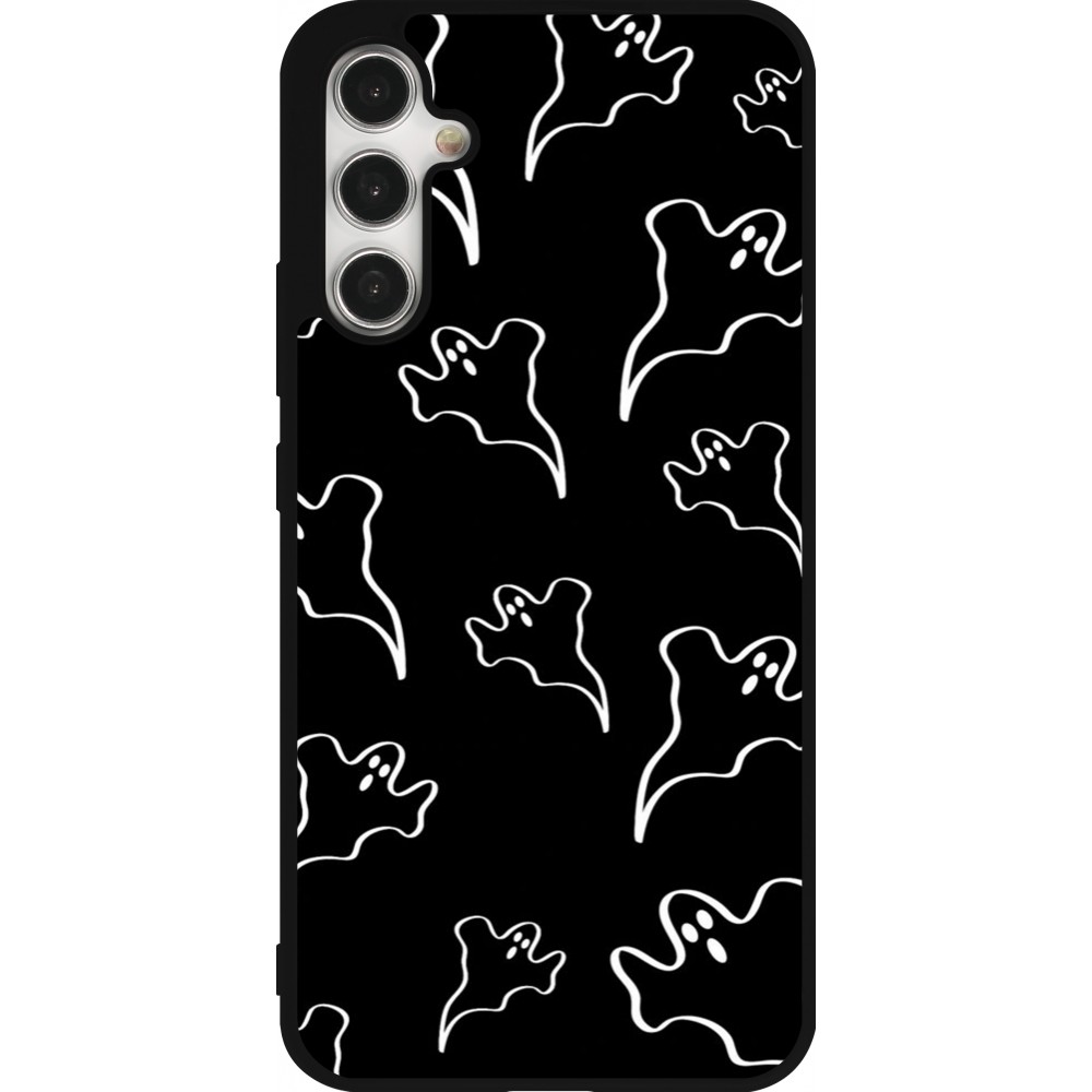 Coque Samsung Galaxy A34 5G - Silicone rigide noir Halloween 2024 black and white ghosts