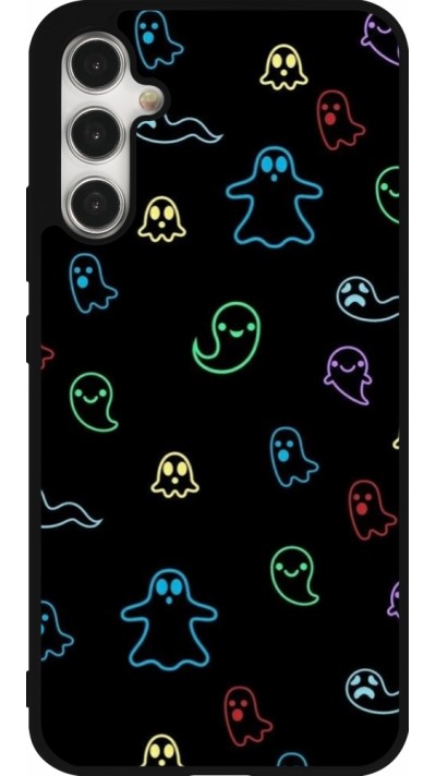 Coque Samsung Galaxy A34 5G - Silicone rigide noir Halloween 2024 colorful ghosts