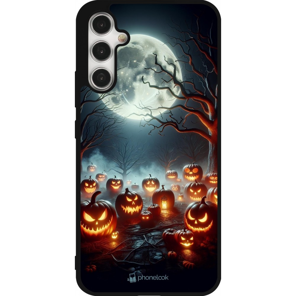 Coque Samsung Galaxy A34 5G - Silicone rigide noir Halloween 2024 Many Pumpkins