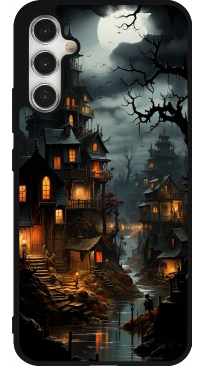 Coque Samsung Galaxy A34 5G - Silicone rigide noir Halloween 2024 scary town