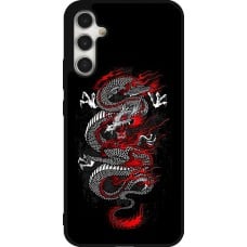 Coque Samsung Galaxy A34 5G - Silicone rigide noir Japanese style Dragon Tattoo Red Black