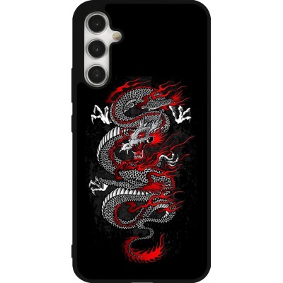 Coque Samsung Galaxy A34 5G - Silicone rigide noir Japanese style Dragon Tattoo Red Black