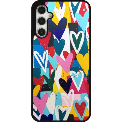 Coque Samsung Galaxy A34 5G - Silicone rigide noir Joyful Hearts