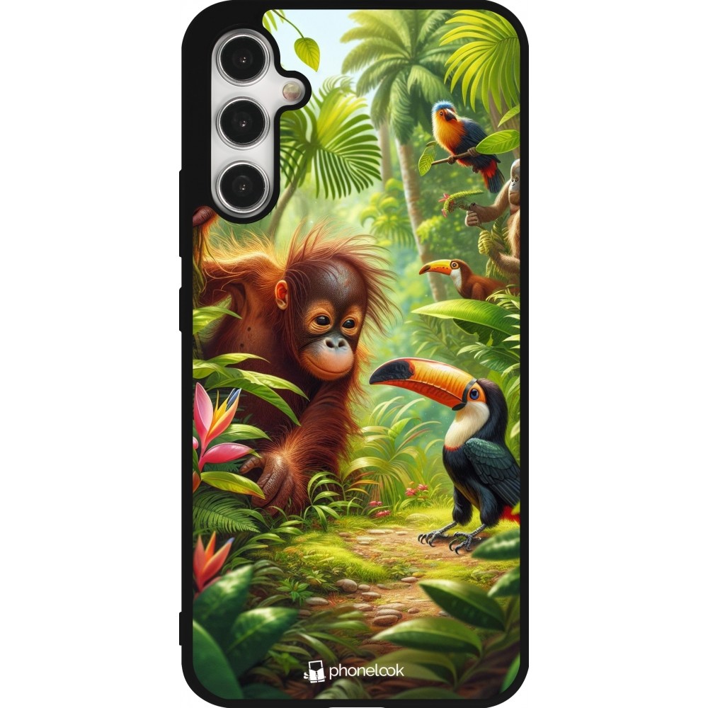 Coque Samsung Galaxy A34 5G - Silicone rigide noir Jungle Tropicale Tayrona