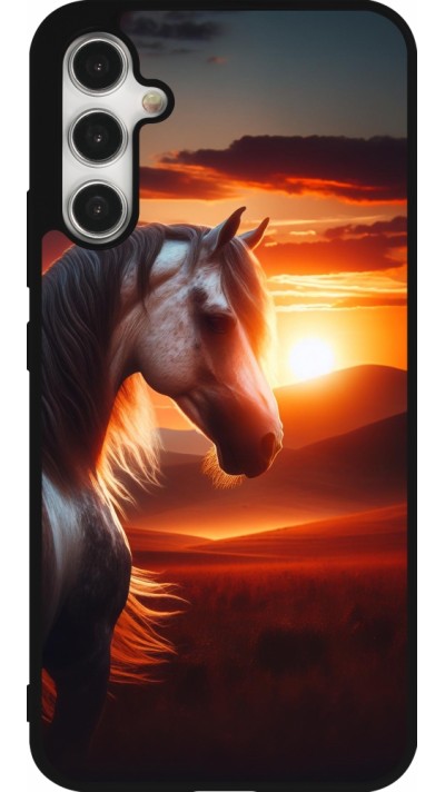 Coque Samsung Galaxy A34 5G - Silicone rigide noir Majestic Sunset Horse