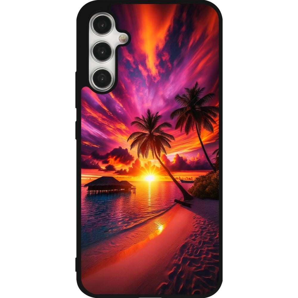 Coque Samsung Galaxy A34 5G - Silicone rigide noir Maldives Dusk Bliss