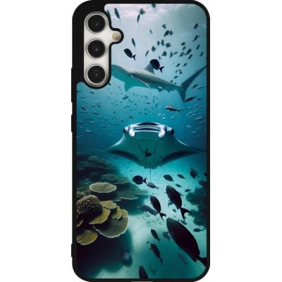 Coque Samsung Galaxy A34 5G - Silicone rigide noir Manta Lagon Nettoyage