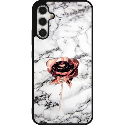 Coque Samsung Galaxy A34 5G - Silicone rigide noir Marble Rose Gold