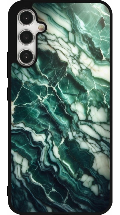 Coque Samsung Galaxy A34 5G - Silicone rigide noir Marbre vert majestueux