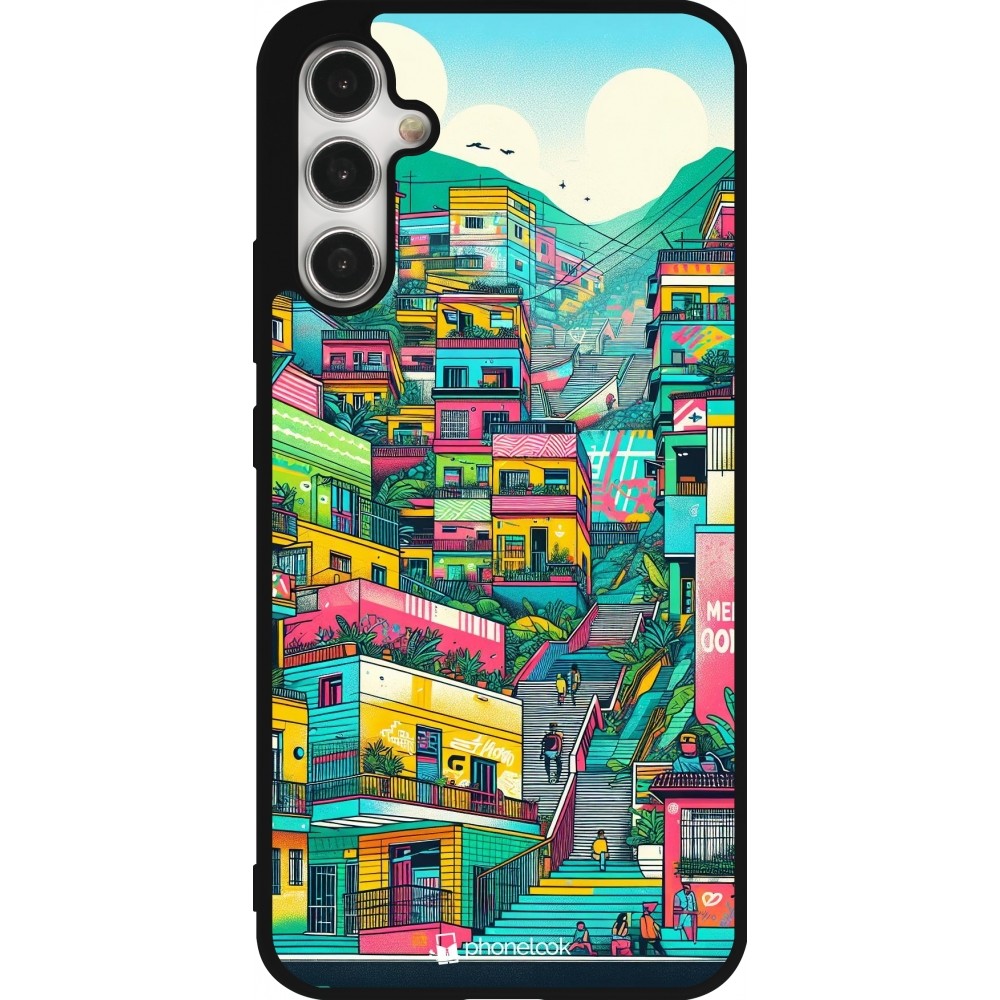 Coque Samsung Galaxy A34 5G - Silicone rigide noir Medellin Comuna 13 Art