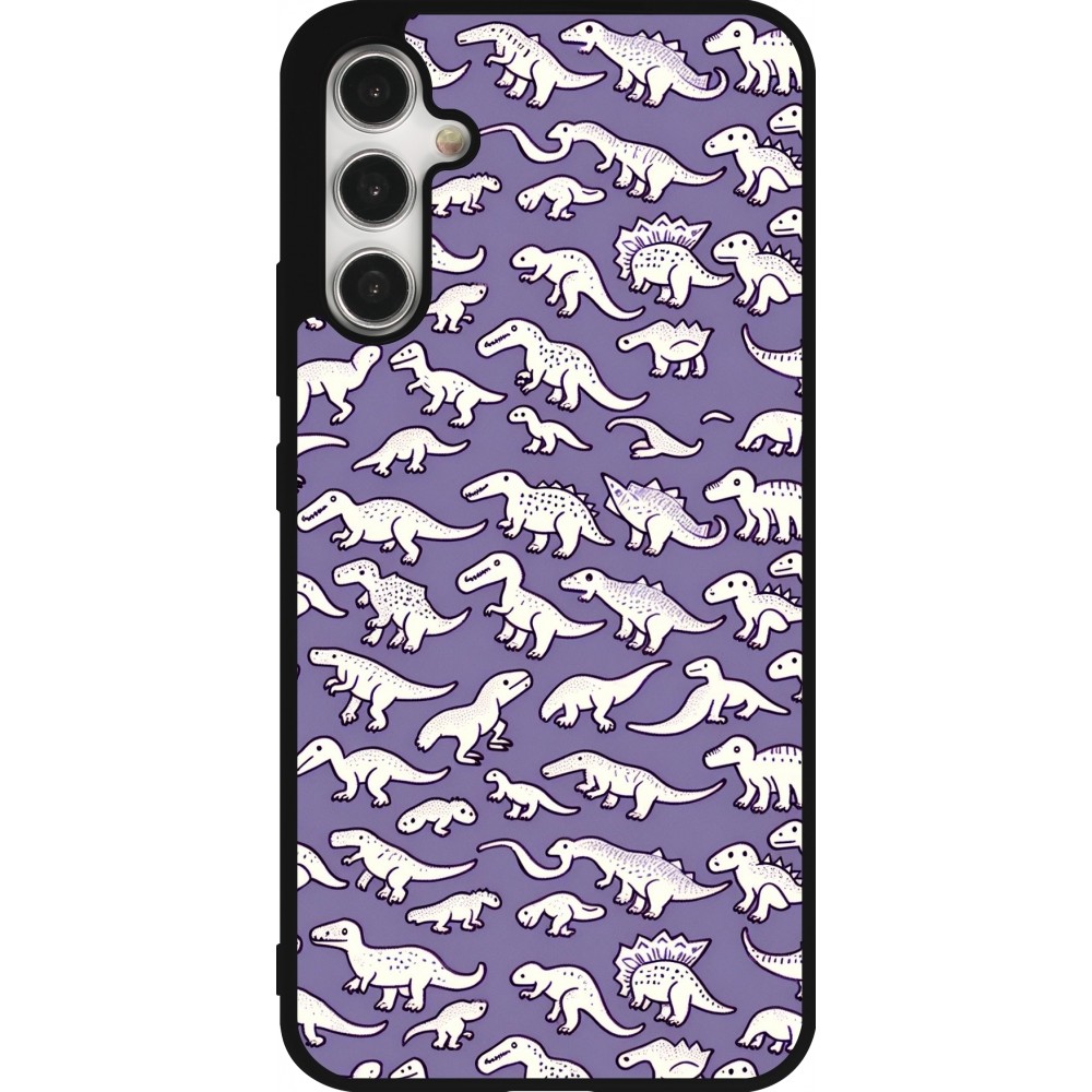 Coque Samsung Galaxy A34 5G - Silicone rigide noir Mini dino pattern violet