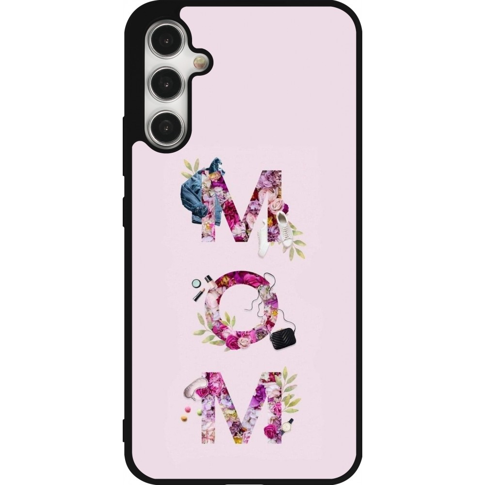 Coque Samsung Galaxy A34 5G - Silicone rigide noir Mom 2024 girly mom