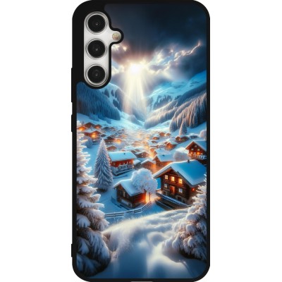 Coque Samsung Galaxy A34 5G - Silicone rigide noir Mont Neige Lumière