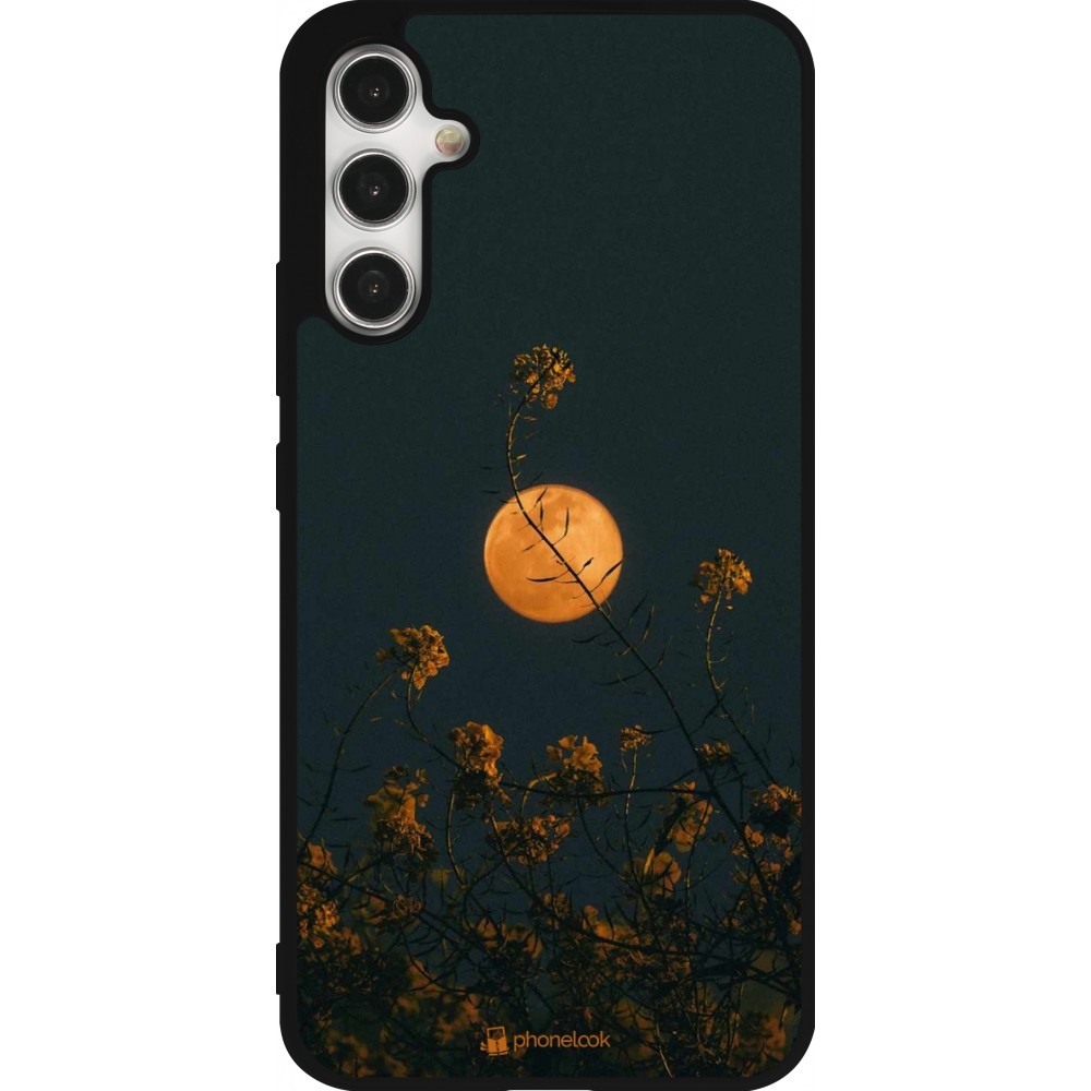 Coque Samsung Galaxy A34 5G - Silicone rigide noir Moon Flowers