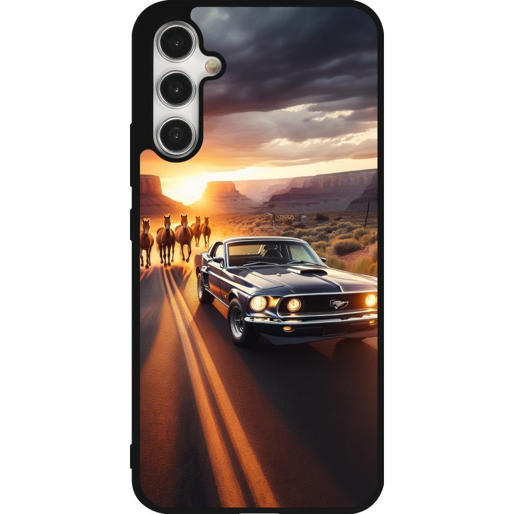 Coque Samsung Galaxy A34 5G - Silicone rigide noir Mustang 69 Grand Canyon