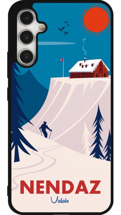 Coque Samsung Galaxy A34 5G - Silicone rigide noir Nendaz Cabane Ski