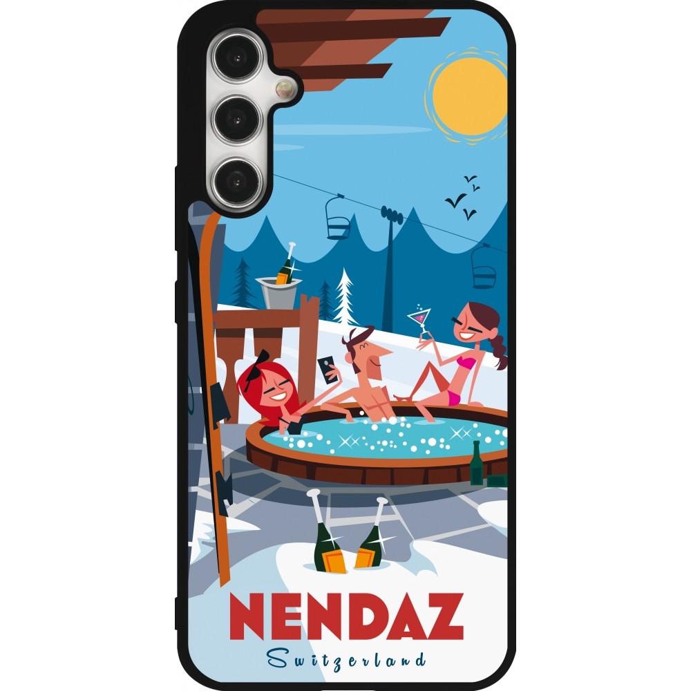 Coque Samsung Galaxy A34 5G - Silicone rigide noir Nendaz Mountain Jacuzzi