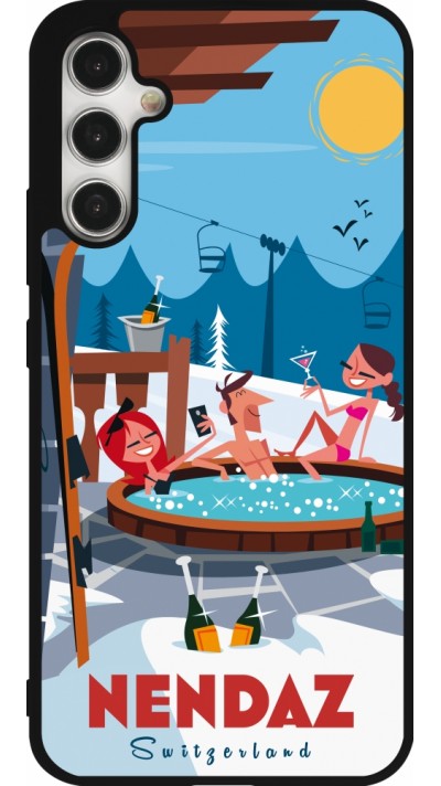 Coque Samsung Galaxy A34 5G - Silicone rigide noir Nendaz Mountain Jacuzzi