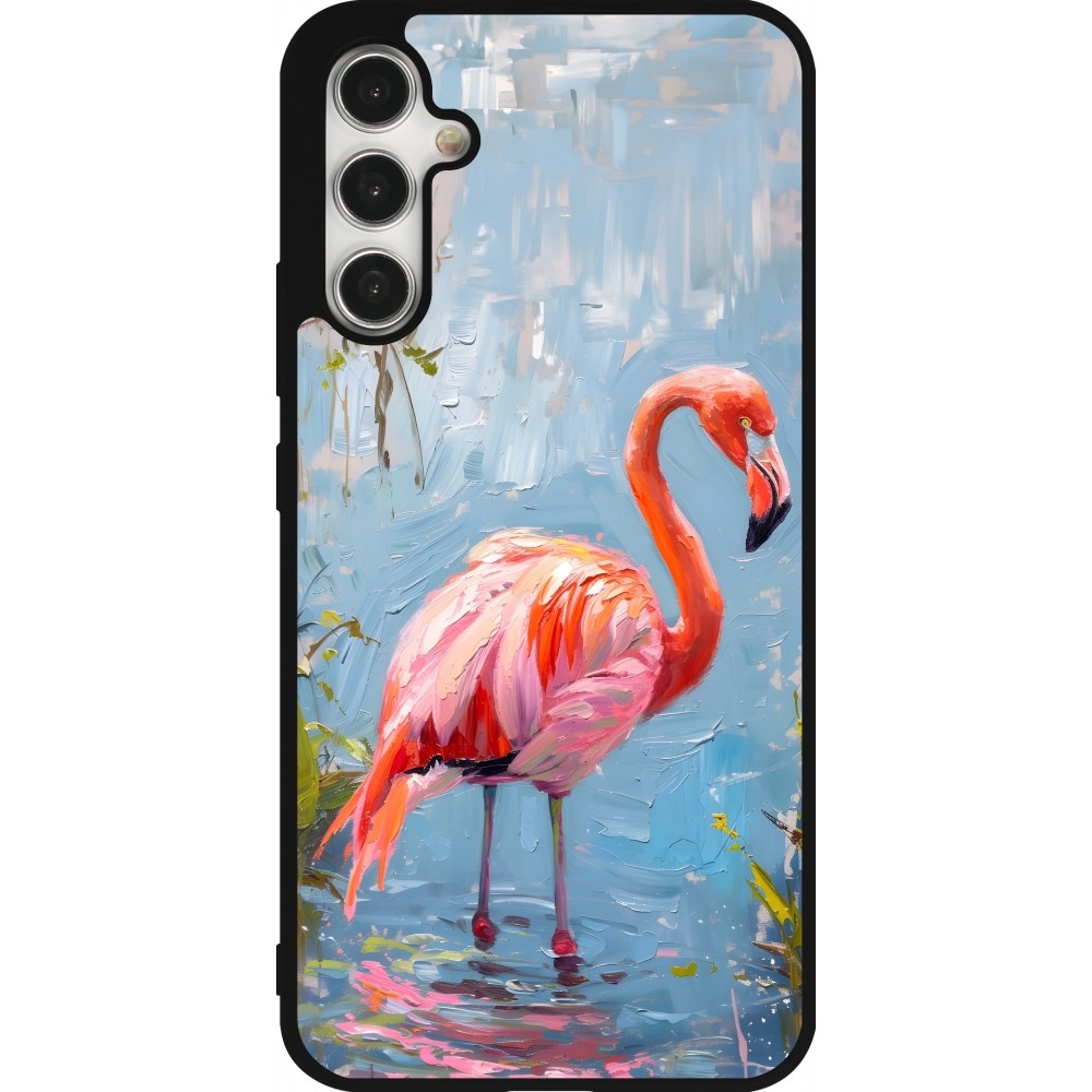 Coque Samsung Galaxy A34 5G - Silicone rigide noir Paint Flamingo