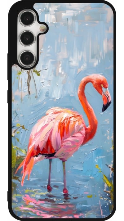 Coque Samsung Galaxy A34 5G - Silicone rigide noir Paint Flamingo