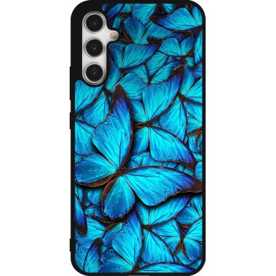 Coque Samsung Galaxy A34 5G - Silicone rigide noir Papillon bleu