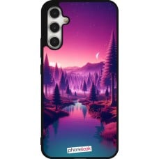 Coque Samsung Galaxy A34 5G - Silicone rigide noir Paysage Violet-Rose