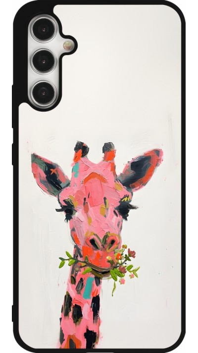 Coque Samsung Galaxy A34 5G - Silicone rigide noir Pink Girafe Paint