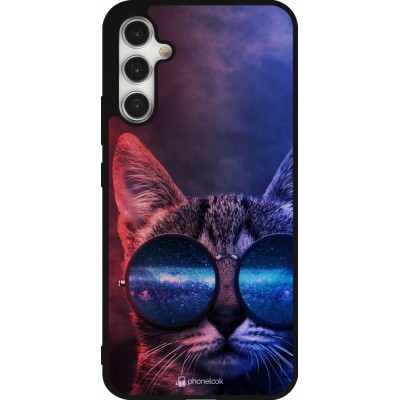 Coque Samsung Galaxy A34 5G - Silicone rigide noir Red Blue Cat Glasses