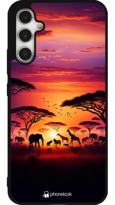 Coque Samsung Galaxy A34 5G - Silicone rigide noir Safari sunset wildlife