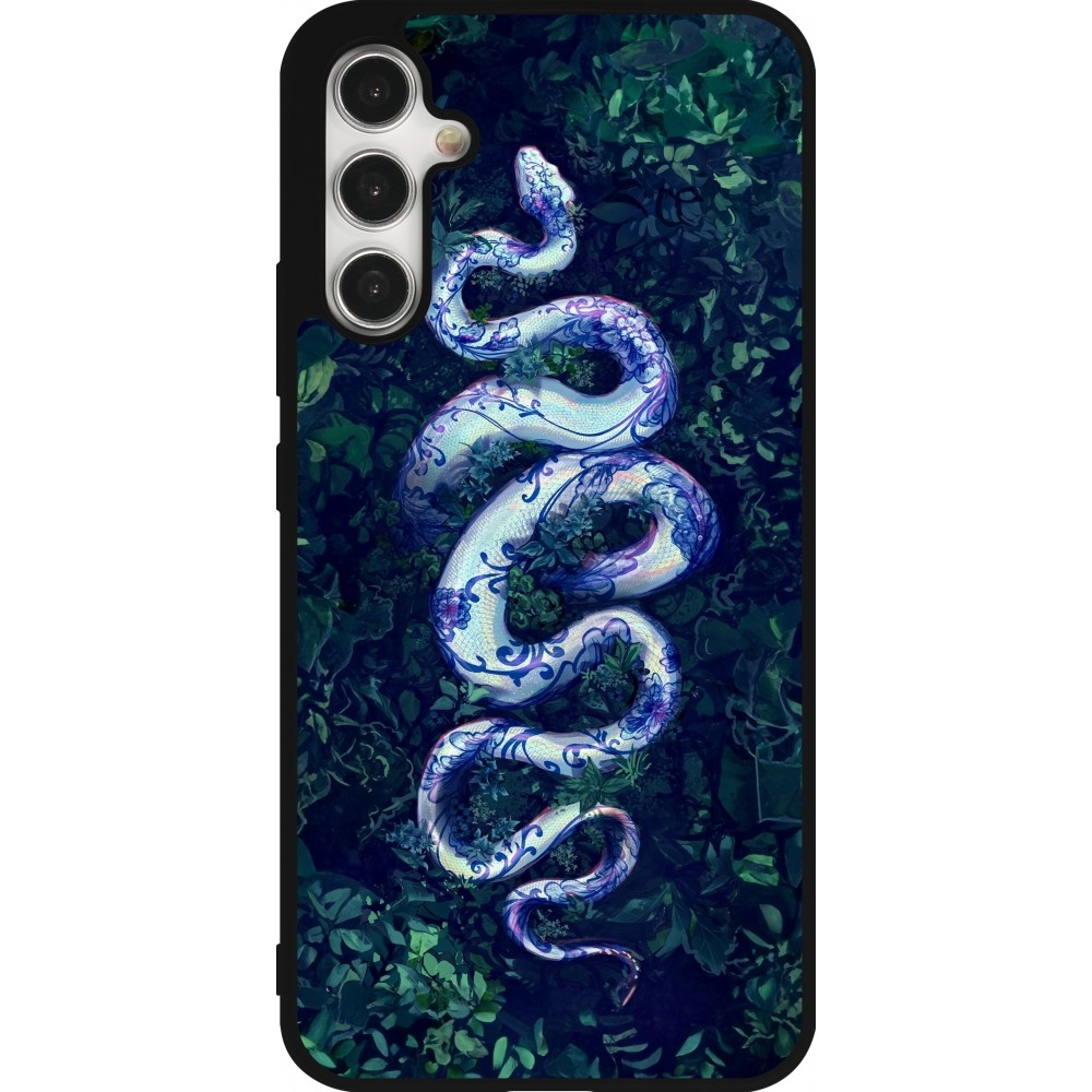 Coque Samsung Galaxy A34 5G - Silicone rigide noir Serpent Blue Anaconda