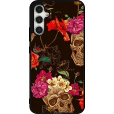 Coque Samsung Galaxy A34 5G - Silicone rigide noir Skulls and flowers