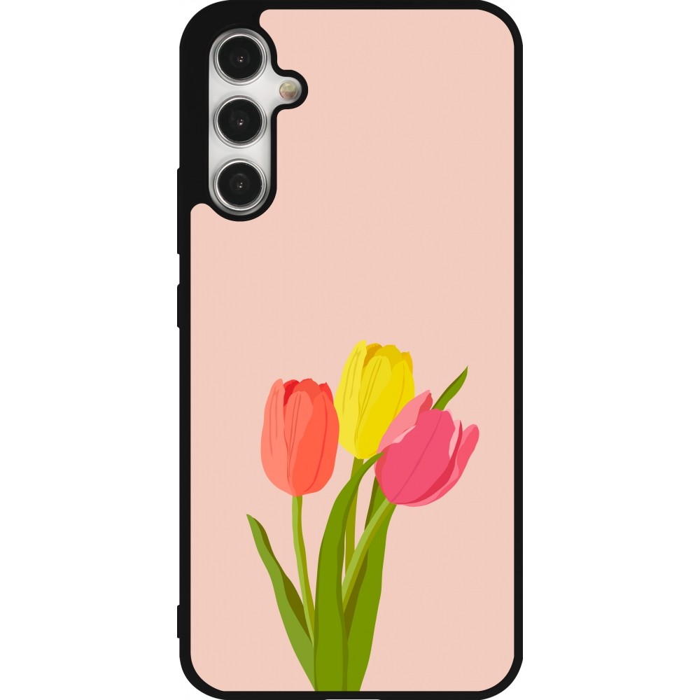 Coque Samsung Galaxy A34 5G - Silicone rigide noir Spring 23 tulip trio