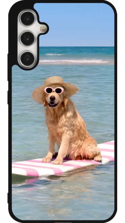 Coque Samsung Galaxy A34 5G - Silicone rigide noir Summer Dog on Paddle