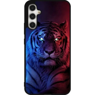 Coque Samsung Galaxy A34 5G - Silicone rigide noir Tiger Blue Red