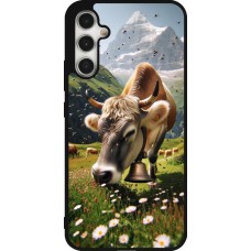 Coque Samsung Galaxy A34 5G - Silicone rigide noir Vache montagne Valais