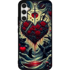 Coque Samsung Galaxy A34 5G - Silicone rigide noir Dark Love Coeur Sang