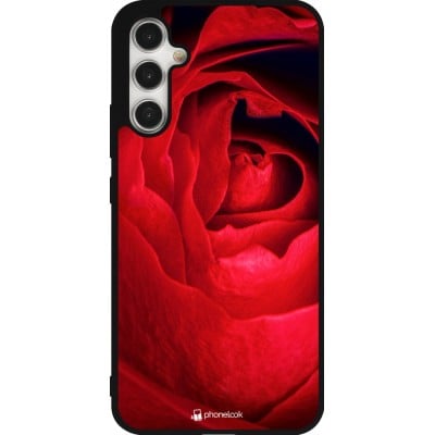 Coque Samsung Galaxy A34 5G - Silicone rigide noir Valentine 2022 Rose