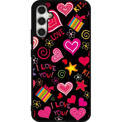 Coque Samsung Galaxy A34 5G - Silicone rigide noir Valentine 2023 love symbols