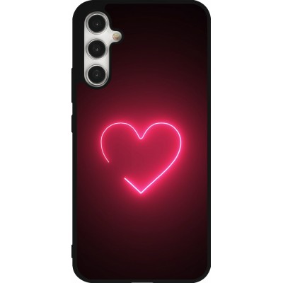 Coque Samsung Galaxy A34 5G - Silicone rigide noir Valentine 2023 single neon heart