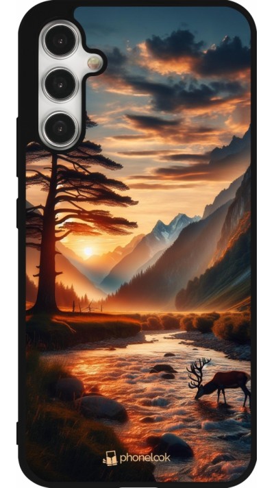 Coque Samsung Galaxy A34 5G - Silicone rigide noir Valley Sunset Deer Tree