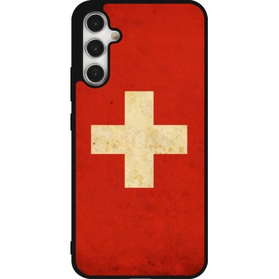 Coque Samsung Galaxy A34 5G - Silicone rigide noir Vintage Flag SWISS