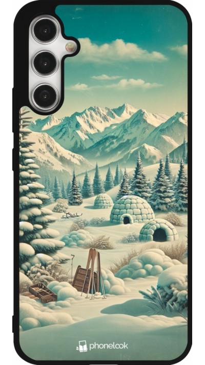 Coque Samsung Galaxy A34 5G - Silicone rigide noir Vintage Snowy Mountain Igloo