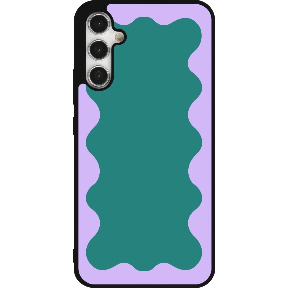 Coque Samsung Galaxy A34 5G - Silicone rigide noir Wavy Rectangle Green Purple