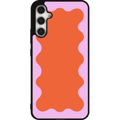 Coque Samsung Galaxy A34 5G - Silicone rigide noir Wavy Rectangle Orange Pink