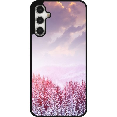 Coque Samsung Galaxy A34 5G - Silicone rigide noir Winter 22 Pink Forest