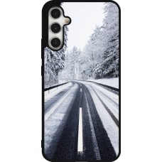 Coque Samsung Galaxy A34 5G - Silicone rigide noir Winter 22 Snowy Road