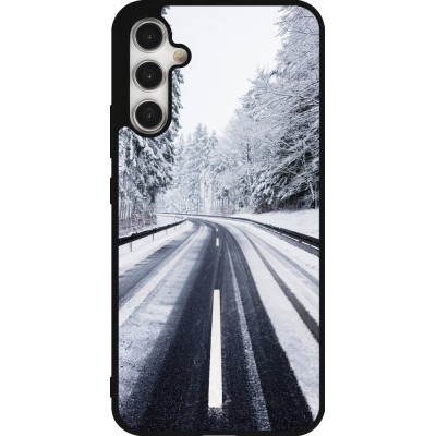 Coque Samsung Galaxy A34 5G - Silicone rigide noir Winter 22 Snowy Road