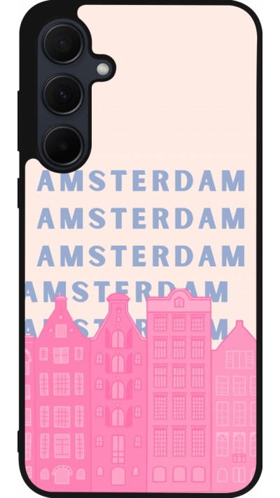 Coque Samsung Galaxy A35 5G - Silicone rigide noir Amsterdam Pink Print