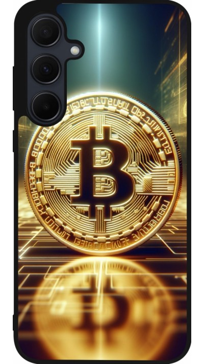 Coque Samsung Galaxy A35 5G - Silicone rigide noir Bitcoin Standing