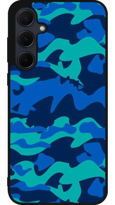 Coque Samsung Galaxy A35 5G - Silicone rigide noir Camo Blue